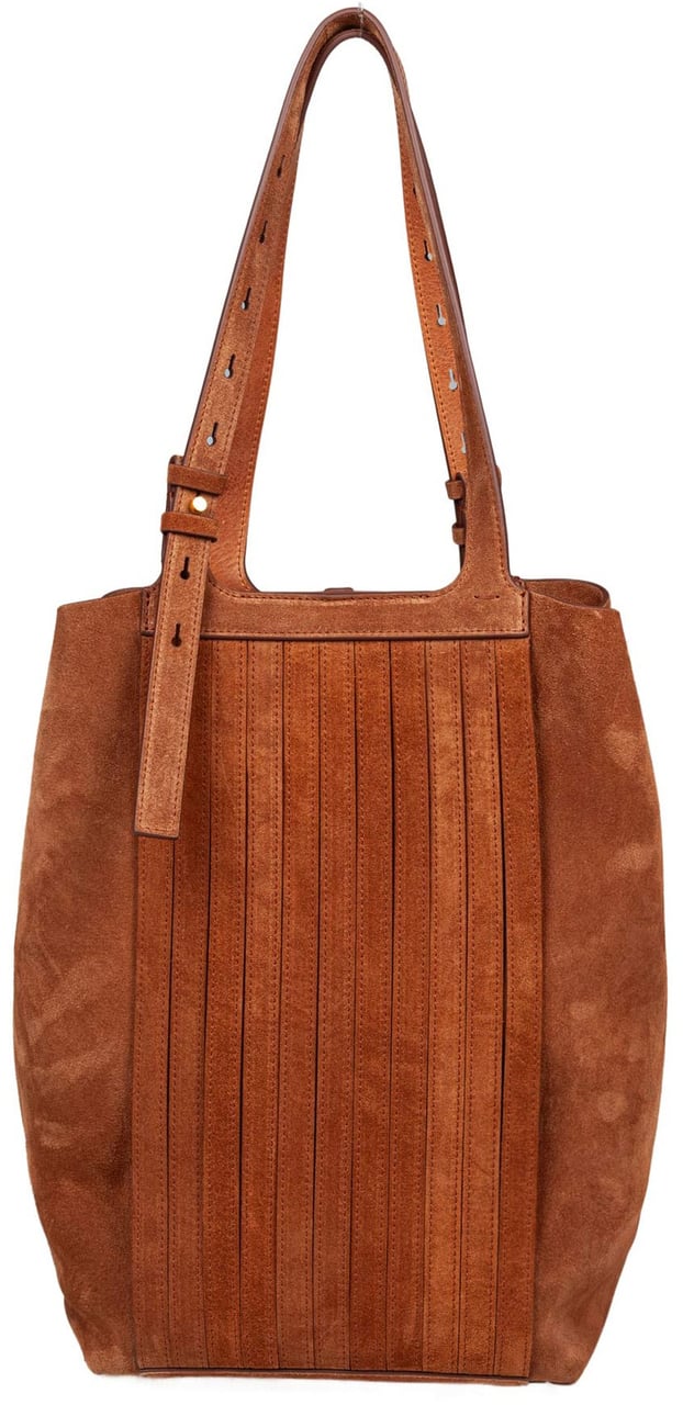 Golden Goose Golden goose 24.7 suede shopping bag with fringes, tan color Bruin