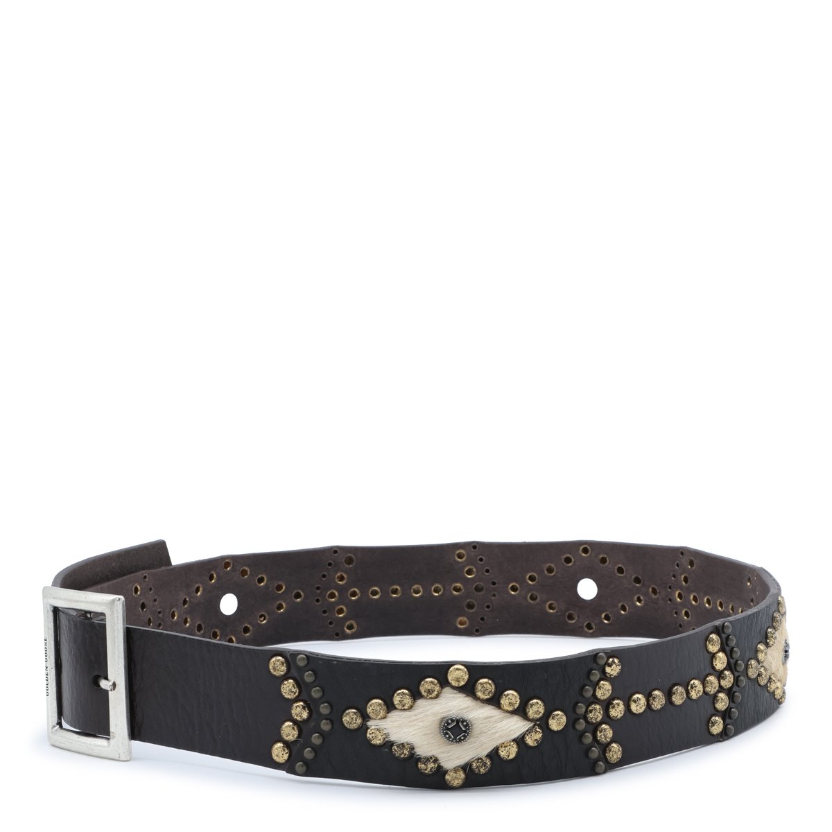 Golden Goose Brown Leather Boho Style Belt Zwart