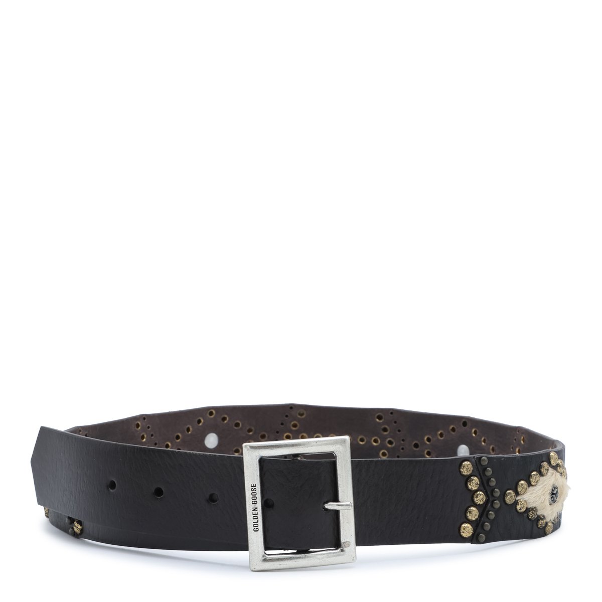 Golden Goose Brown Leather Boho Style Belt Zwart