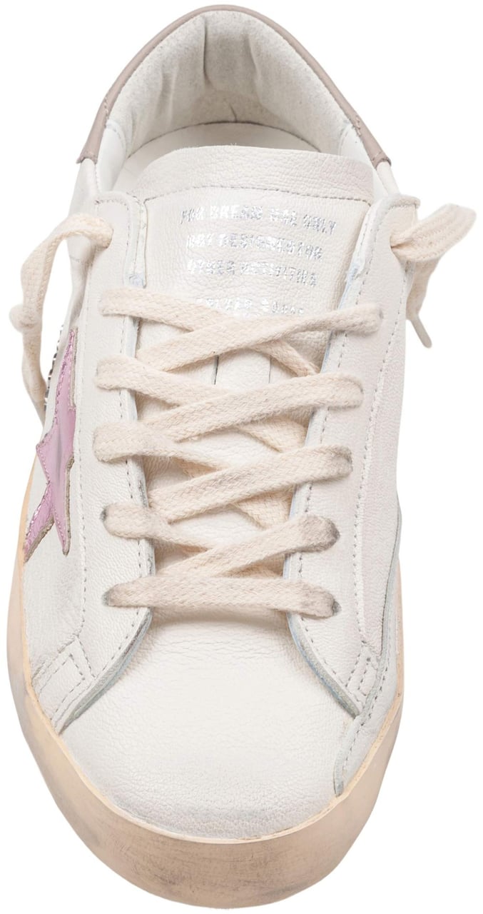 Golden Goose Golden goose super star nappa leather sneakers in white with pink star Wit