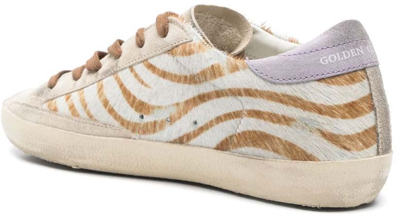 Golden Goose Sneakers Zebra White Brown Dierenprint