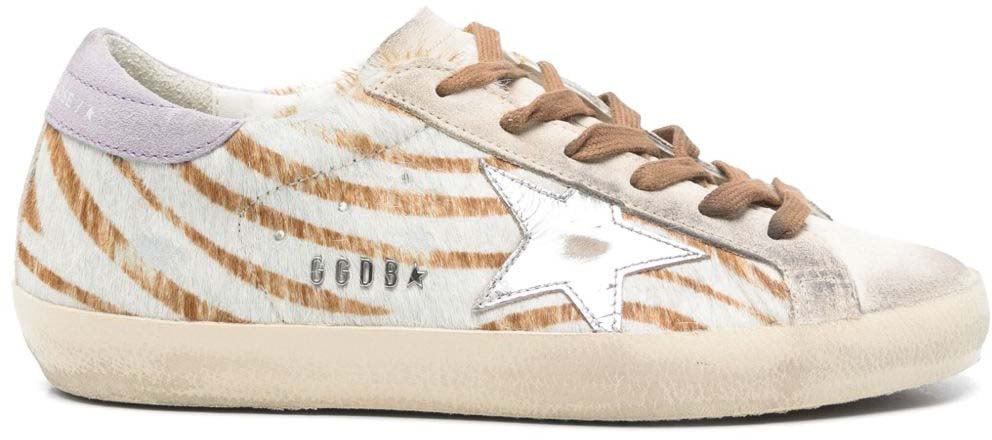 Golden Goose Sneakers Zebra White Brown Dierenprint