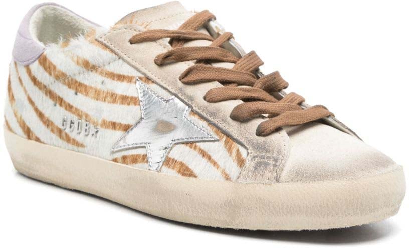 Golden Goose Sneakers Zebra White Brown Dierenprint
