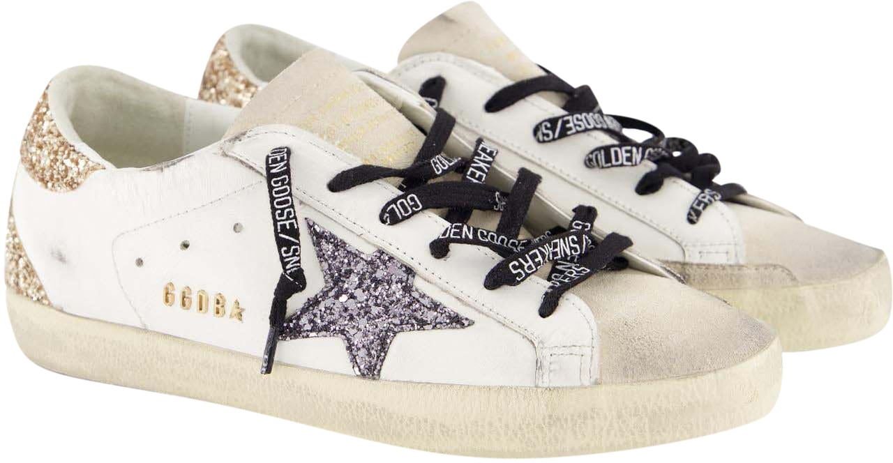Golden Goose Dames Super-Star Sneaker Wit/Glitter Wit