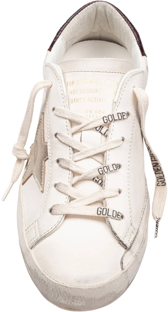 Golden Goose Golden goose super star leather sneakers in white with golden star Wit