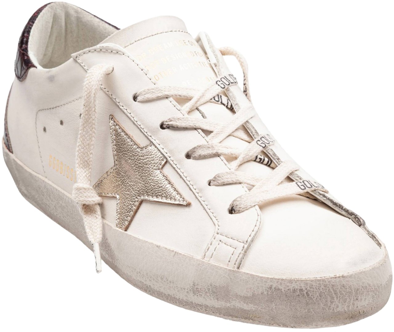 Golden Goose Golden goose super star leather sneakers in white with golden star Wit
