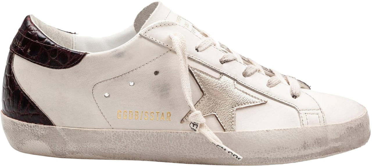 Golden Goose Golden goose super star leather sneakers in white with golden star Wit
