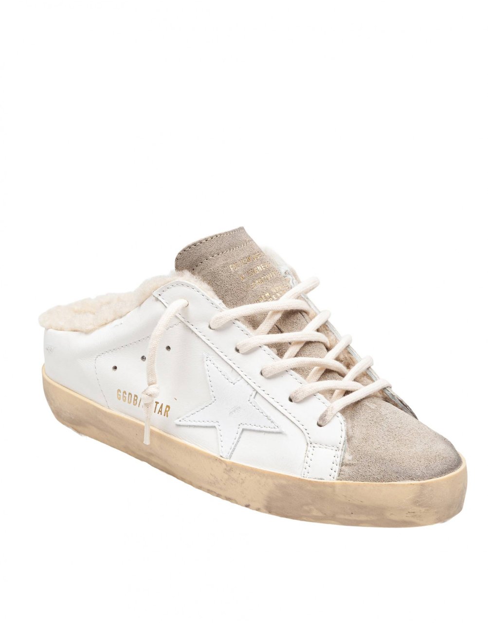 Golden Goose Golden goose snakers super star leather sabot white and taupe Wit