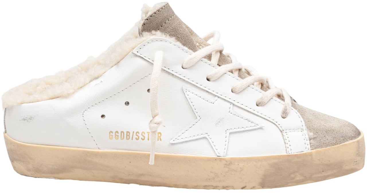 Golden Goose Golden goose snakers super star leather sabot white and taupe Wit