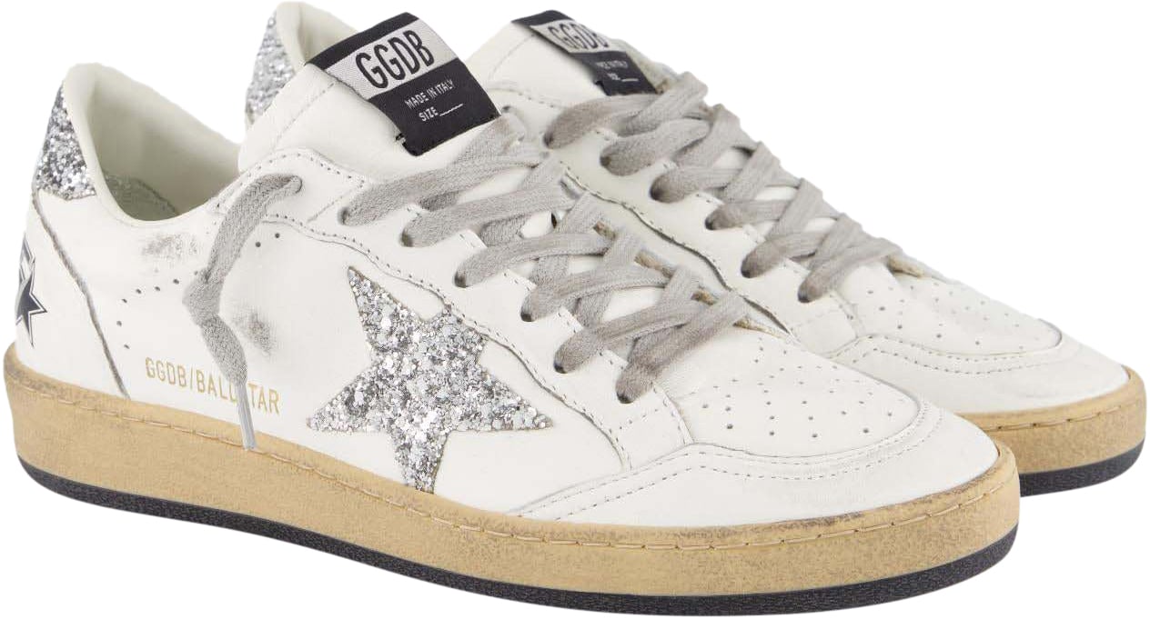 Golden Goose Dames Ballstar Sneaker Wit/Glitter Wit