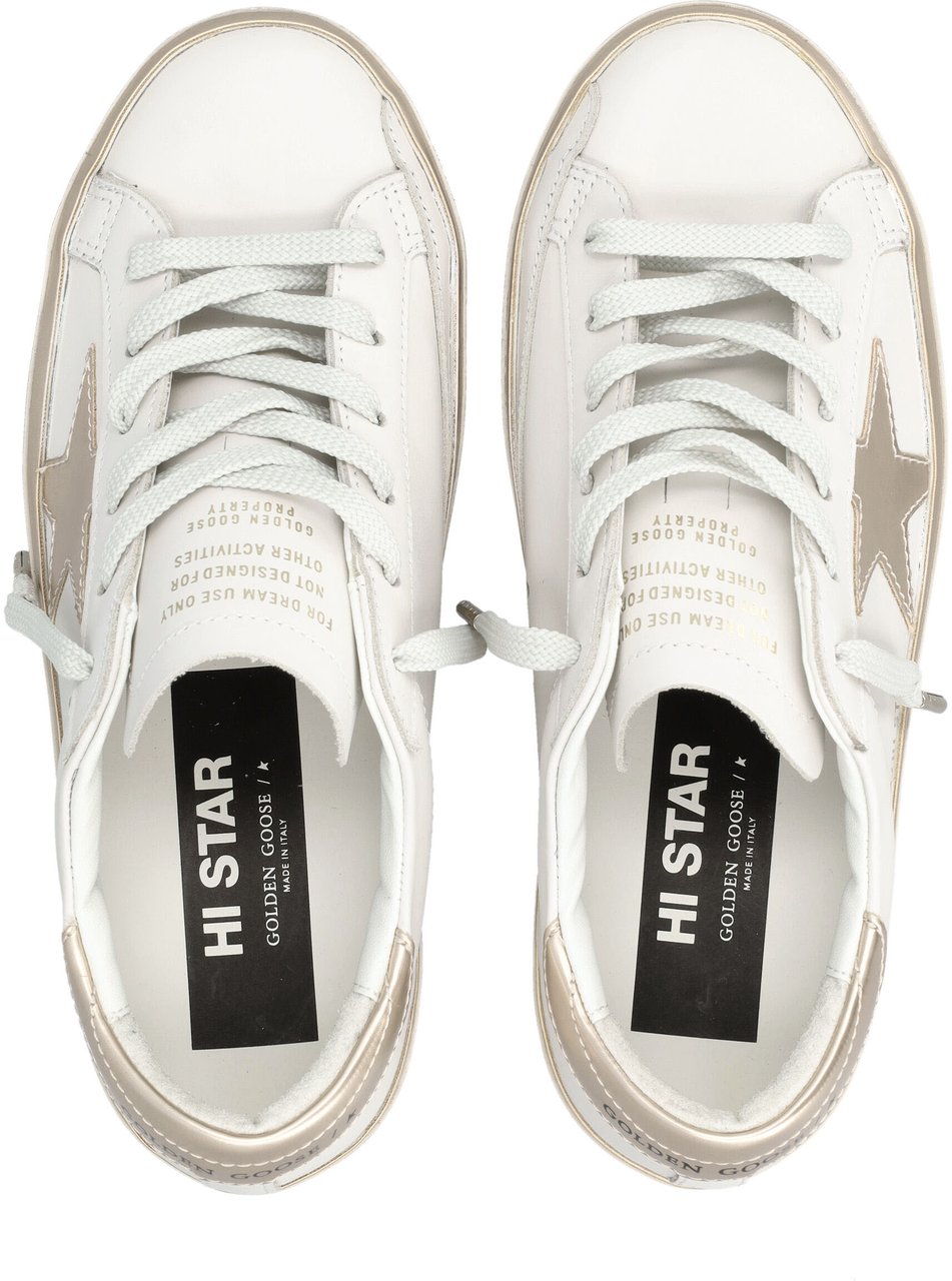 Golden Goose Hi Star Laminated White Taupe Gold Wit