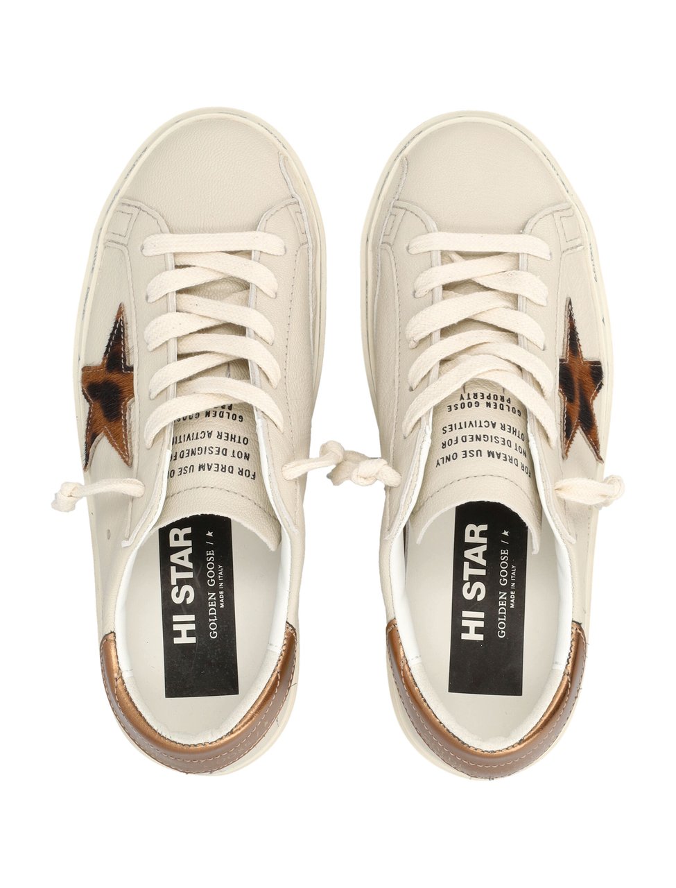 Golden Goose Platform Sneakers with Pony Hair Star and Copper Accents Wit