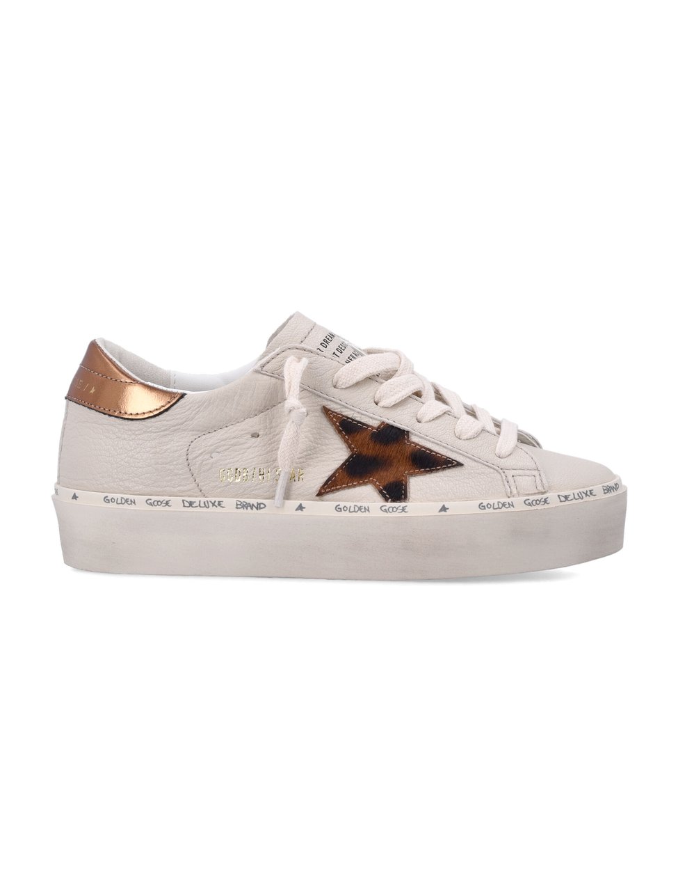 Golden Goose Platform Sneakers with Pony Hair Star and Copper Accents Wit