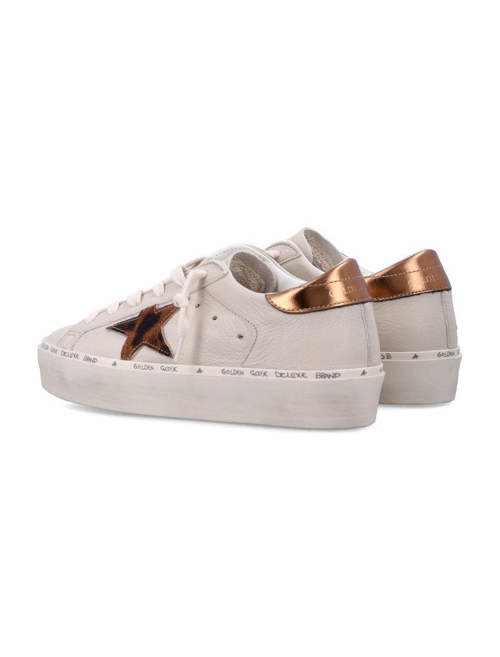 Golden Goose Platform Sneakers with Pony Hair Star and Copper Accents Wit