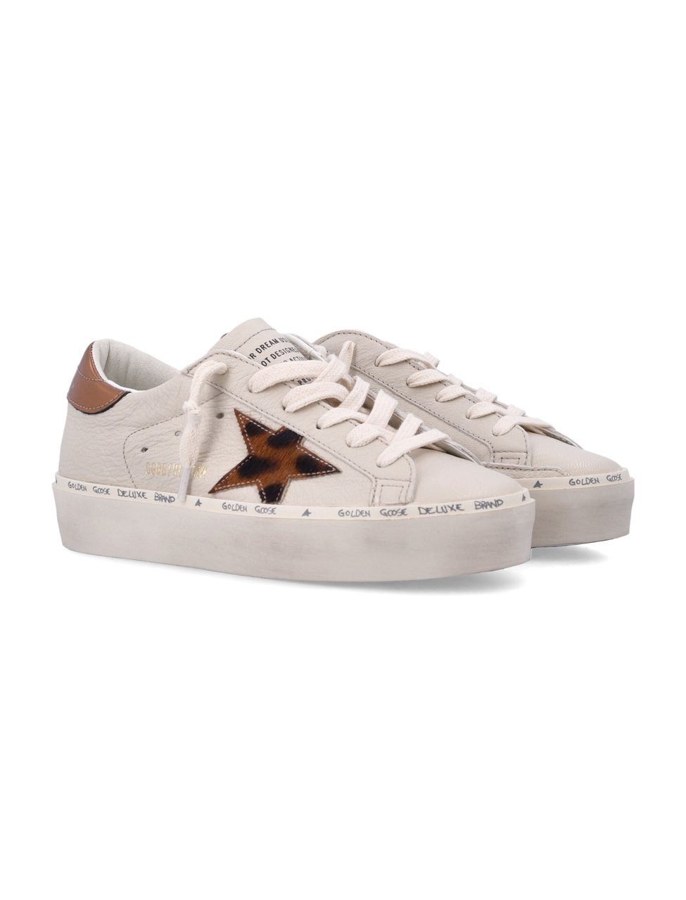 Golden Goose Platform Sneakers with Pony Hair Star and Copper Accents Wit