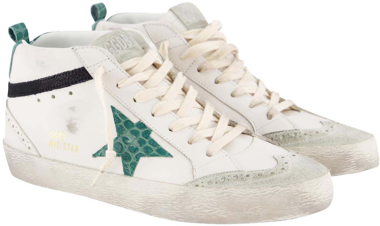 Golden Goose Dames Mid Star Sneaker Wit/Groen Wit