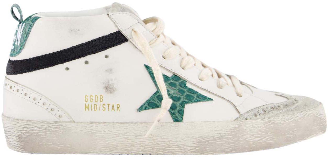 Golden Goose Dames Mid Star Sneaker Wit/Groen Wit