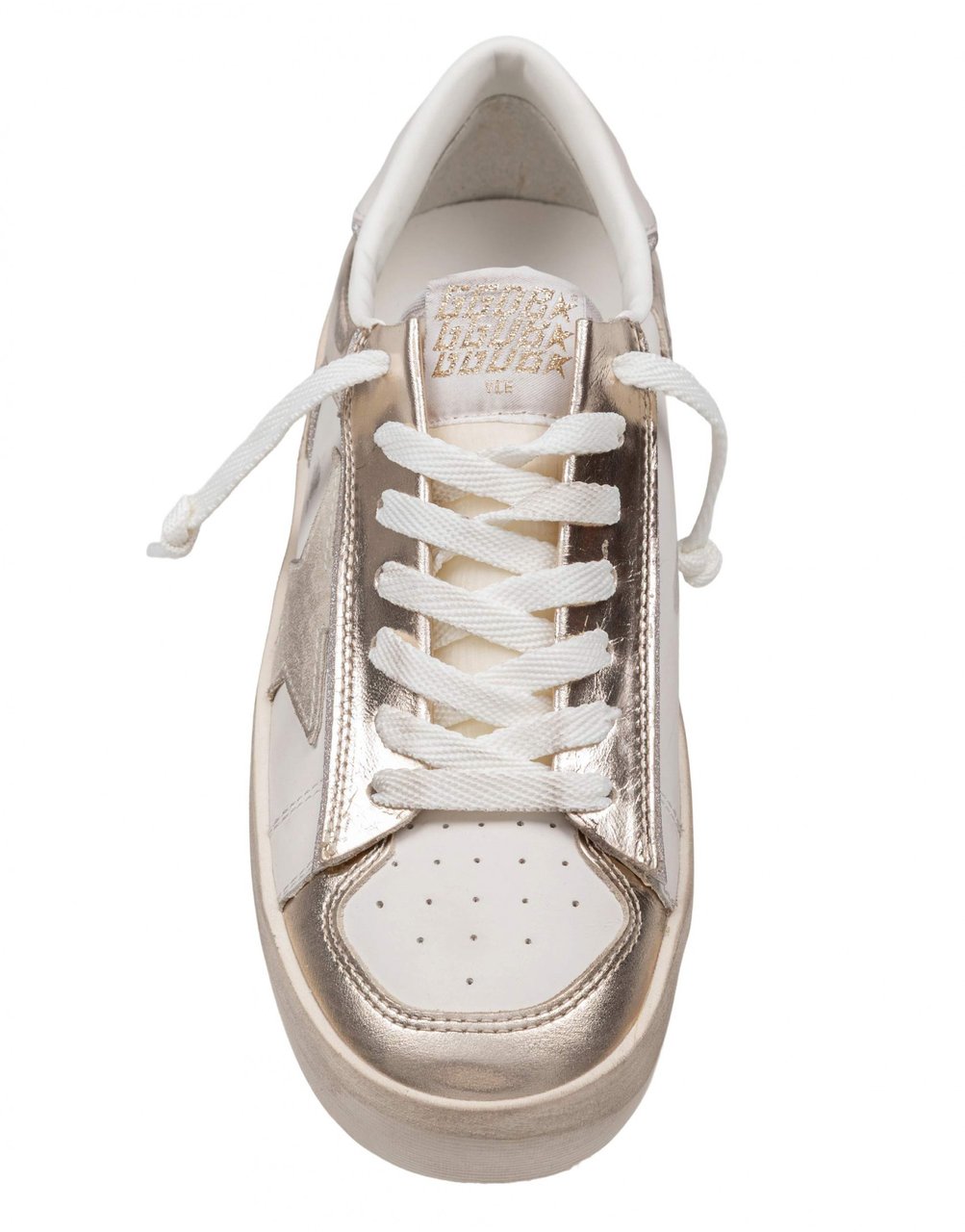 Golden Goose Golden goose sneakers stardan in leather color white and platinum Zilver