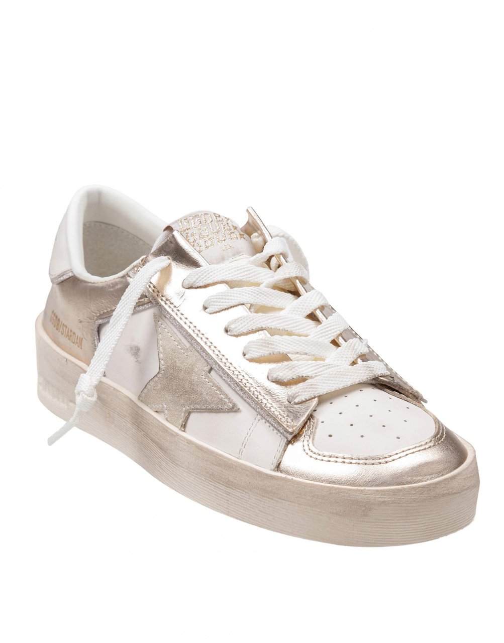 Golden Goose Golden goose sneakers stardan in leather color white and platinum Zilver