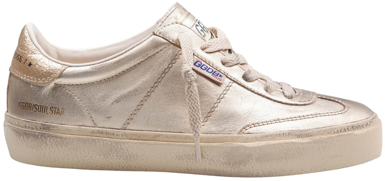 Golden Goose Golden goose soul star in laminated leather, platinum color Zilver