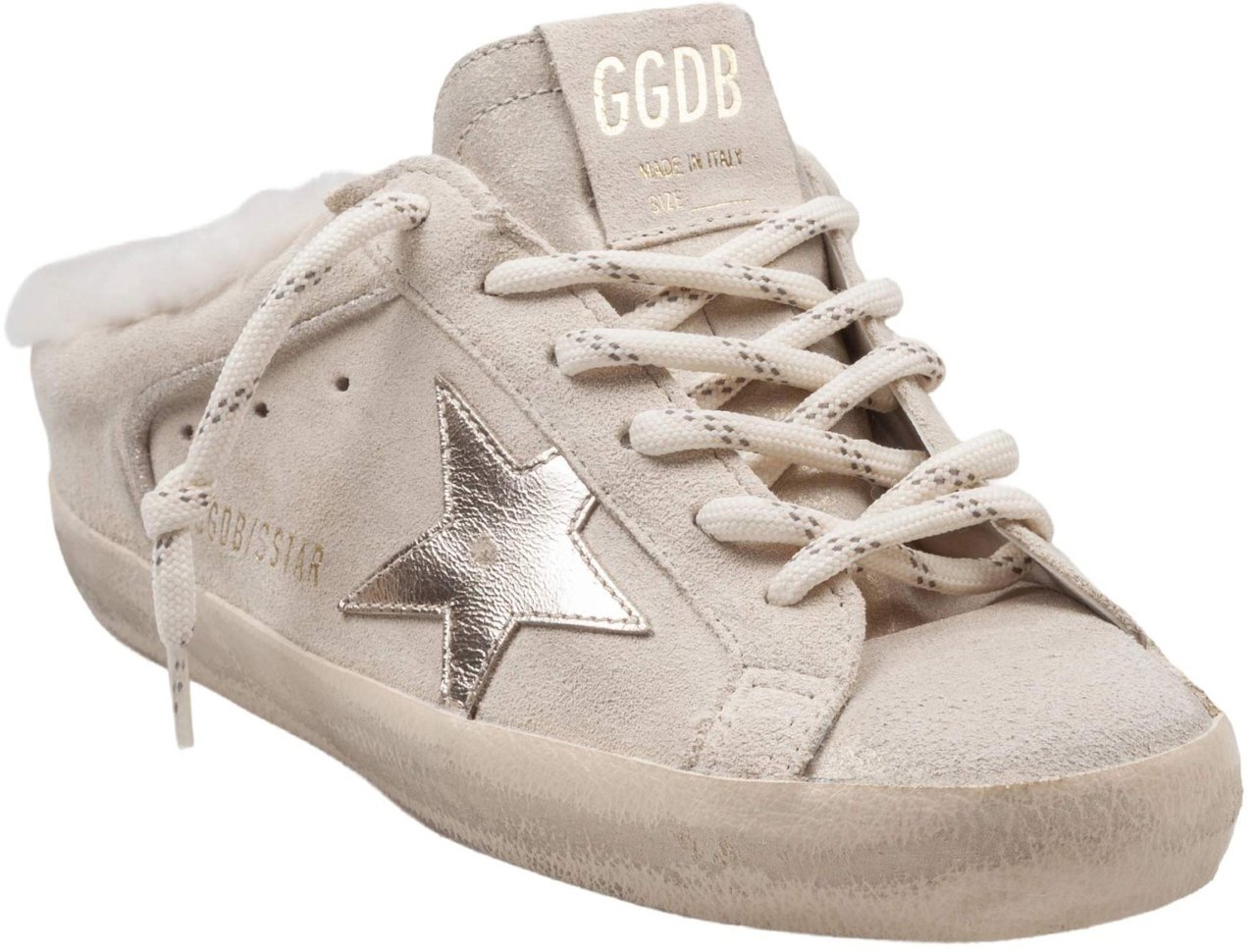 Golden Goose Golden goose super star double-quarter suede mules in white and platinum Neutraal