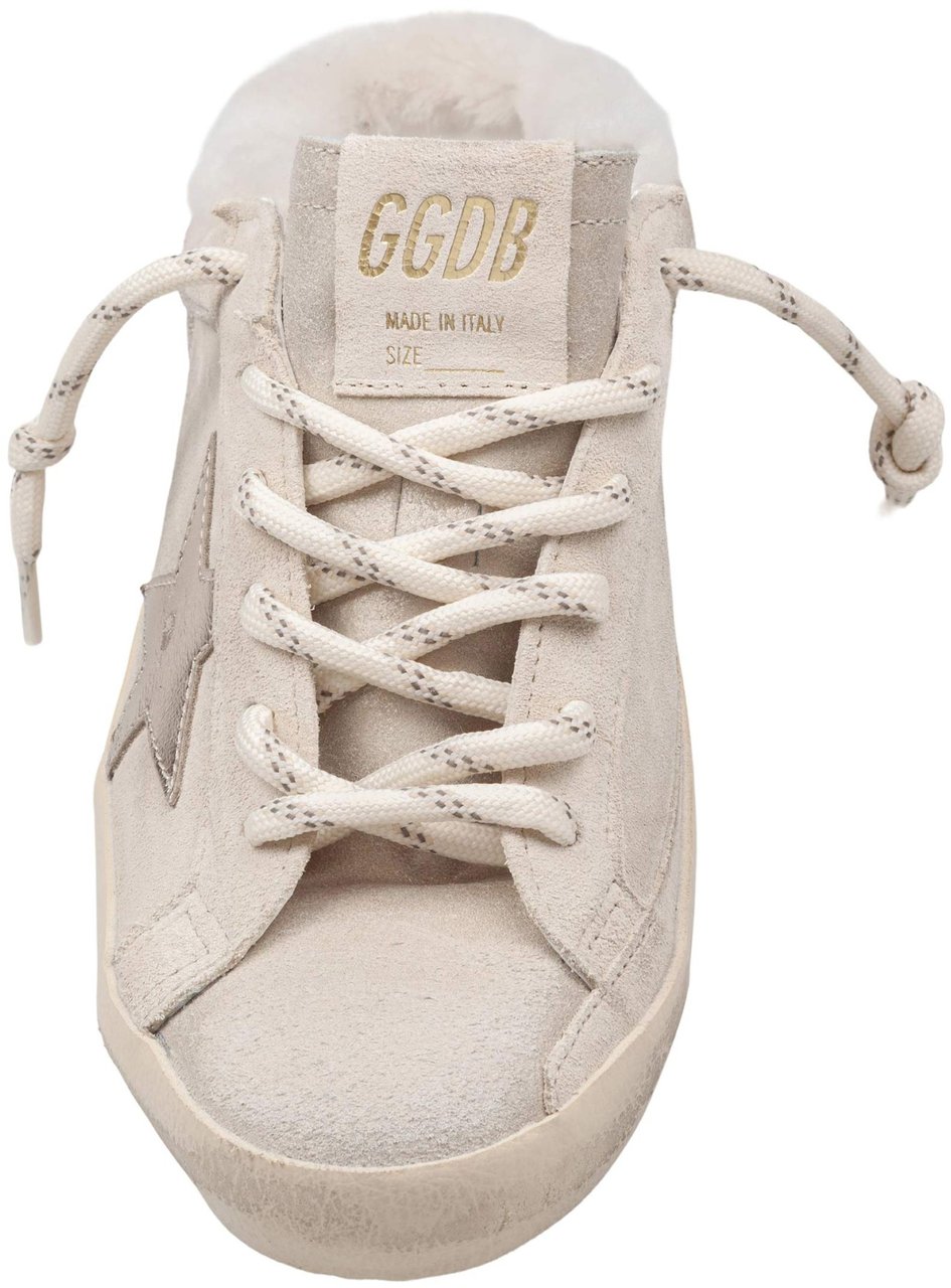 Golden Goose Golden goose super star double-quarter suede mules in white and platinum Neutraal