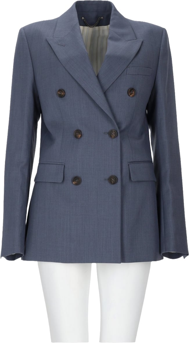 Golden Goose Baby Blue Virgin Wool Double-Breasted Blazer Blauw