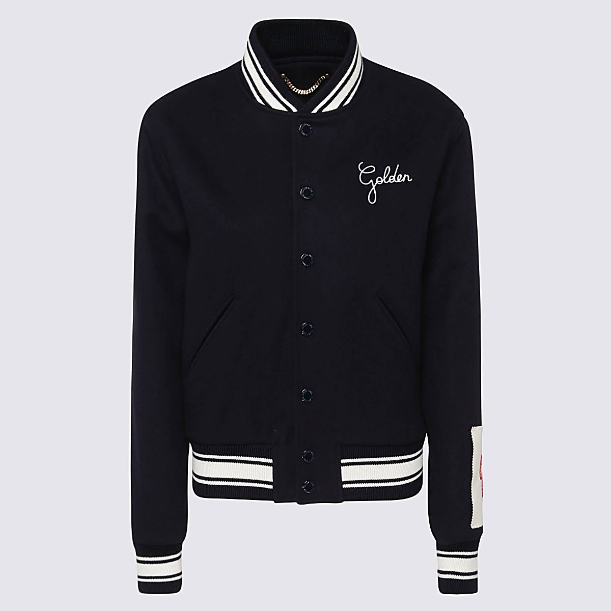 Golden Goose Black Wool Blend Bomber Jacket Zwart