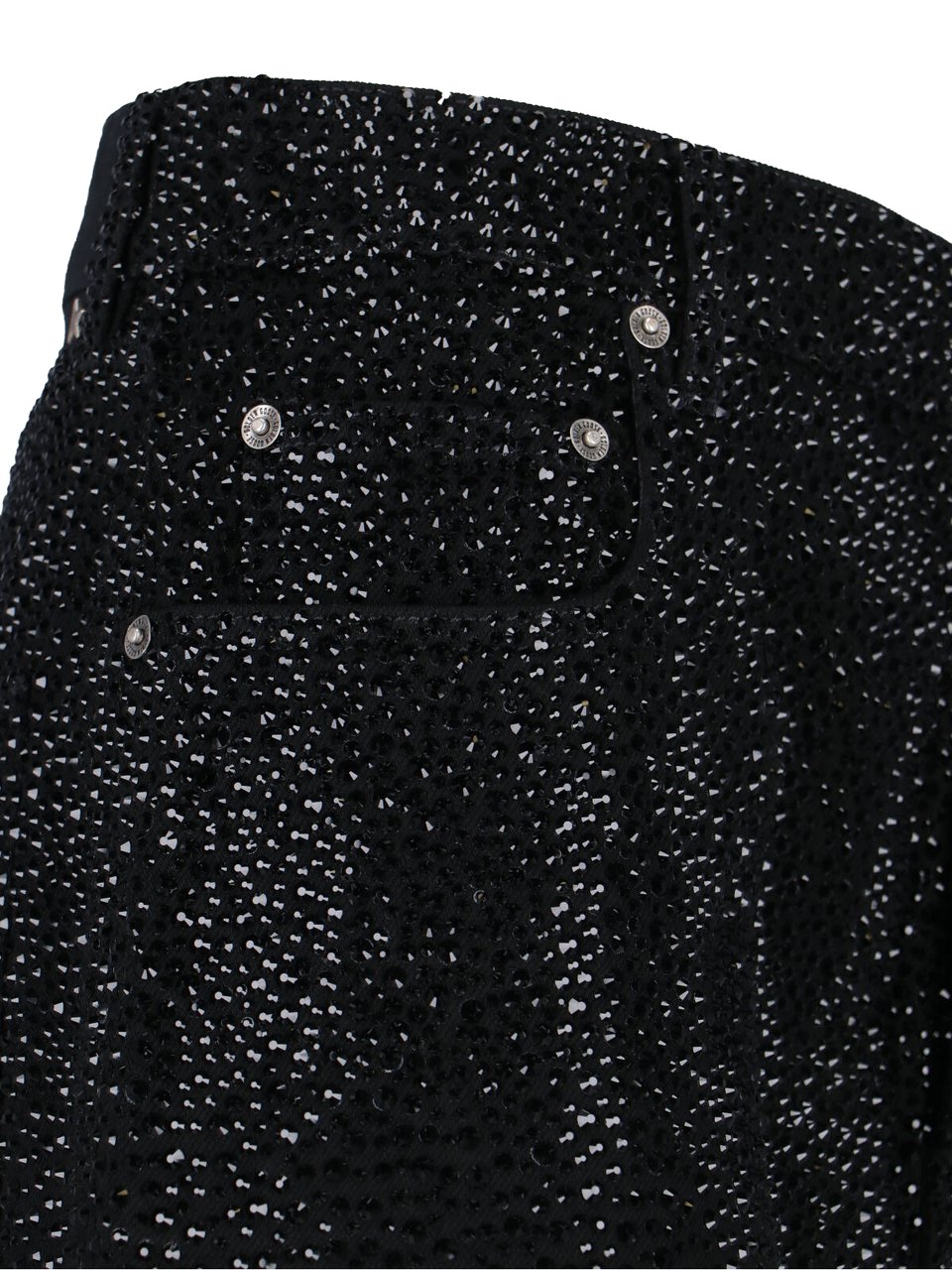 Golden Goose Black Distressed Rhinestone Straight Jeans Zwart