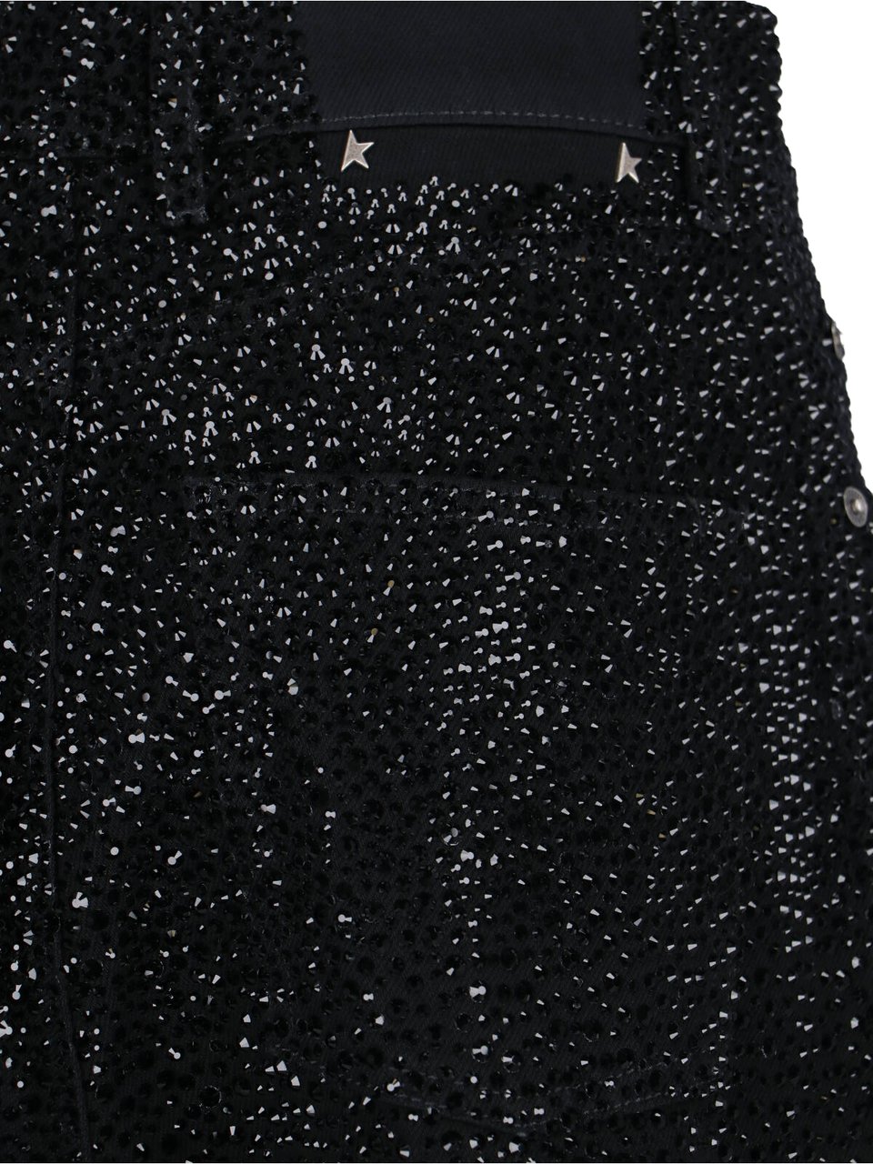 Golden Goose Black Distressed Rhinestone Straight Jeans Zwart