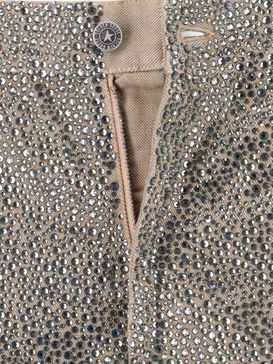 Golden Goose Straight-Leg Jeans With Rhinestones – Beige Neutraal