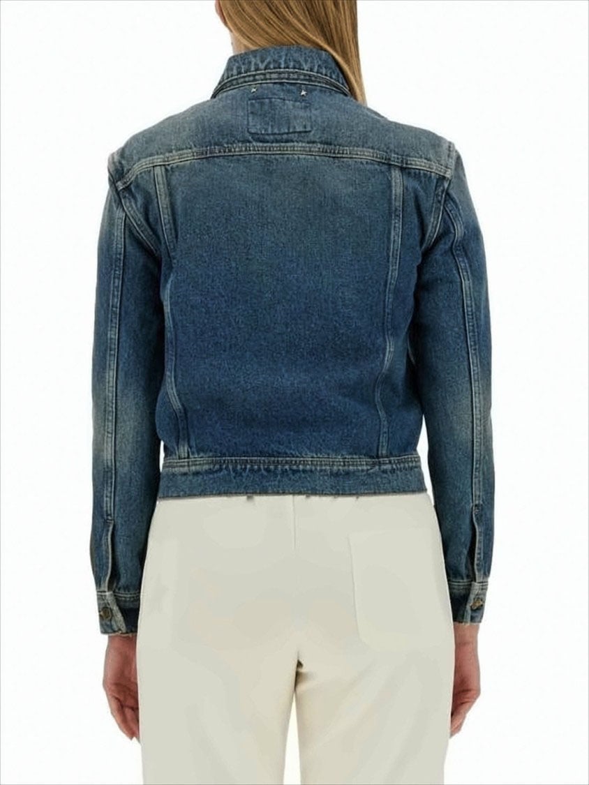 Golden Goose Blue Cotton Jacket Blauw