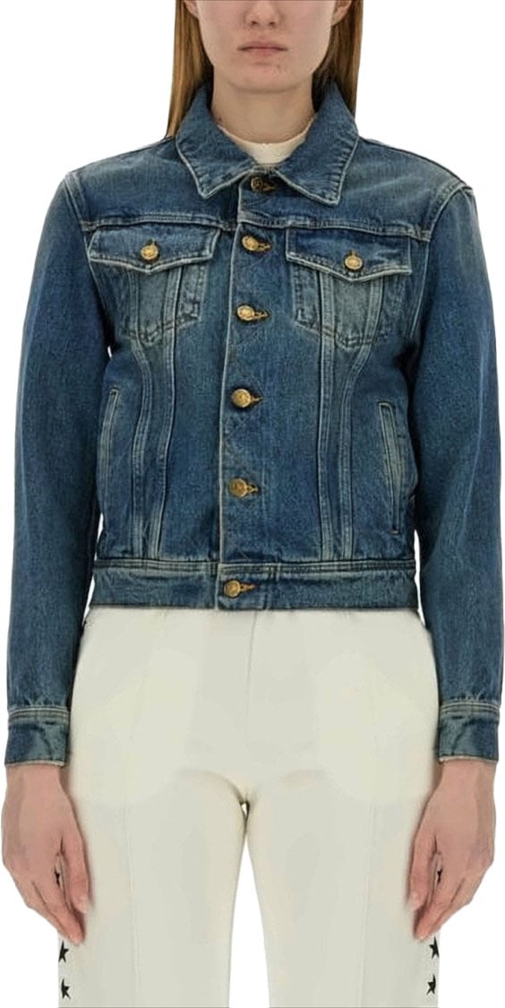 Golden Goose Blue Cotton Jacket Blauw