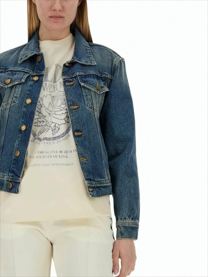 Golden Goose Blue Cotton Jacket Blauw