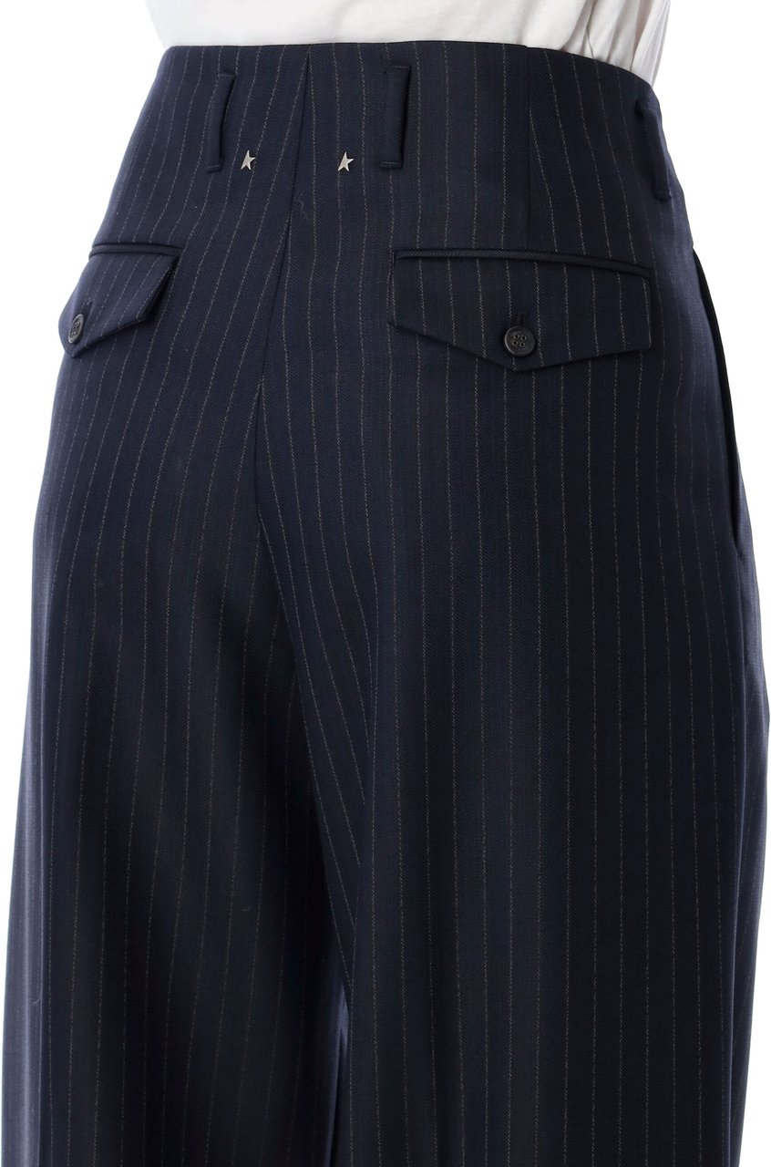 Golden Goose Navy blue wool pinstripe trousers Blauw
