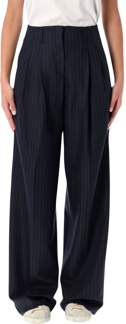 Golden Goose Navy blue wool pinstripe trousers Blauw
