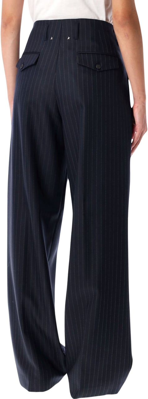 Golden Goose Navy blue wool pinstripe trousers Blauw