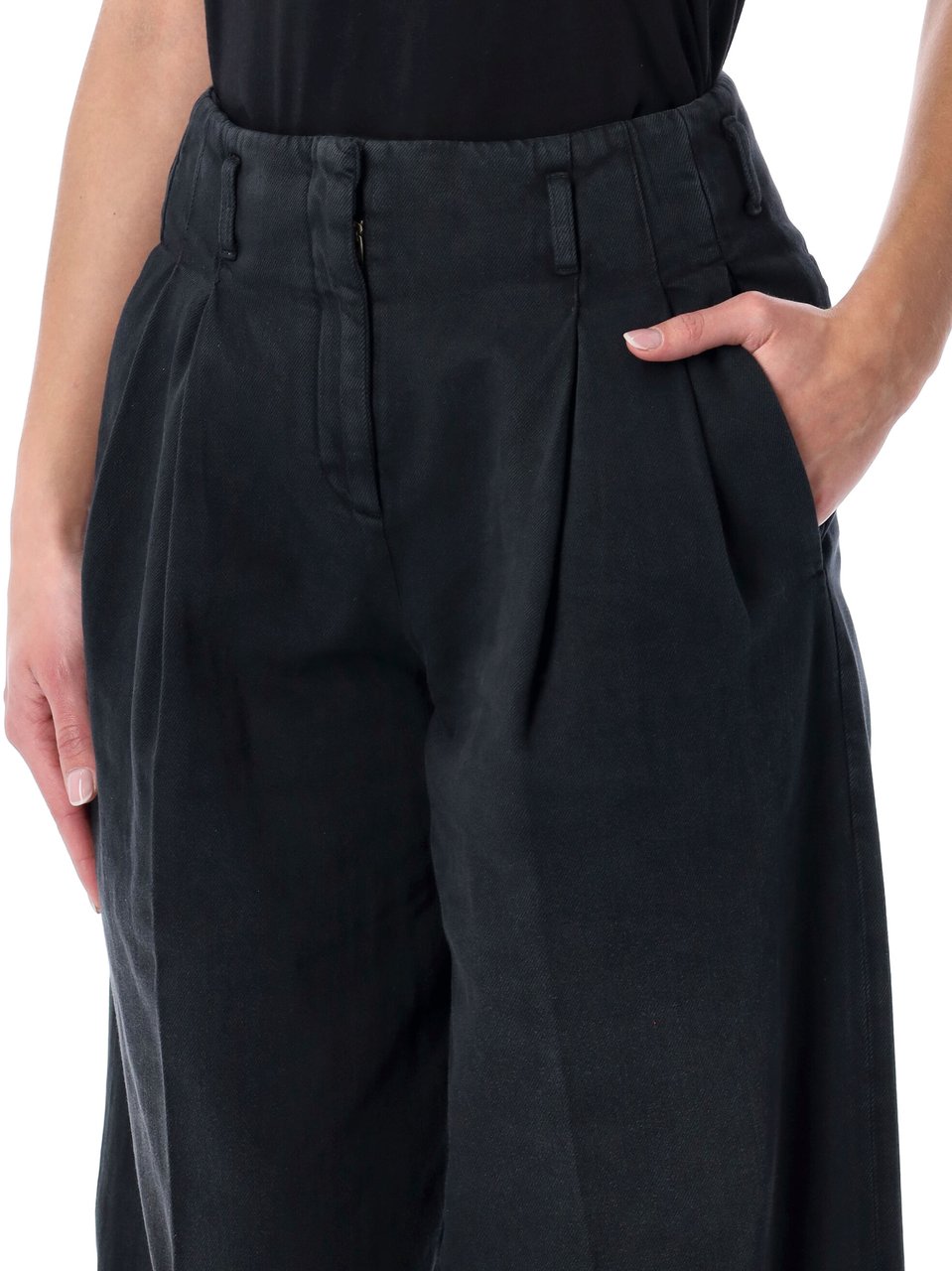 Golden Goose Wide Leg Pinced Denim Nero Zwart