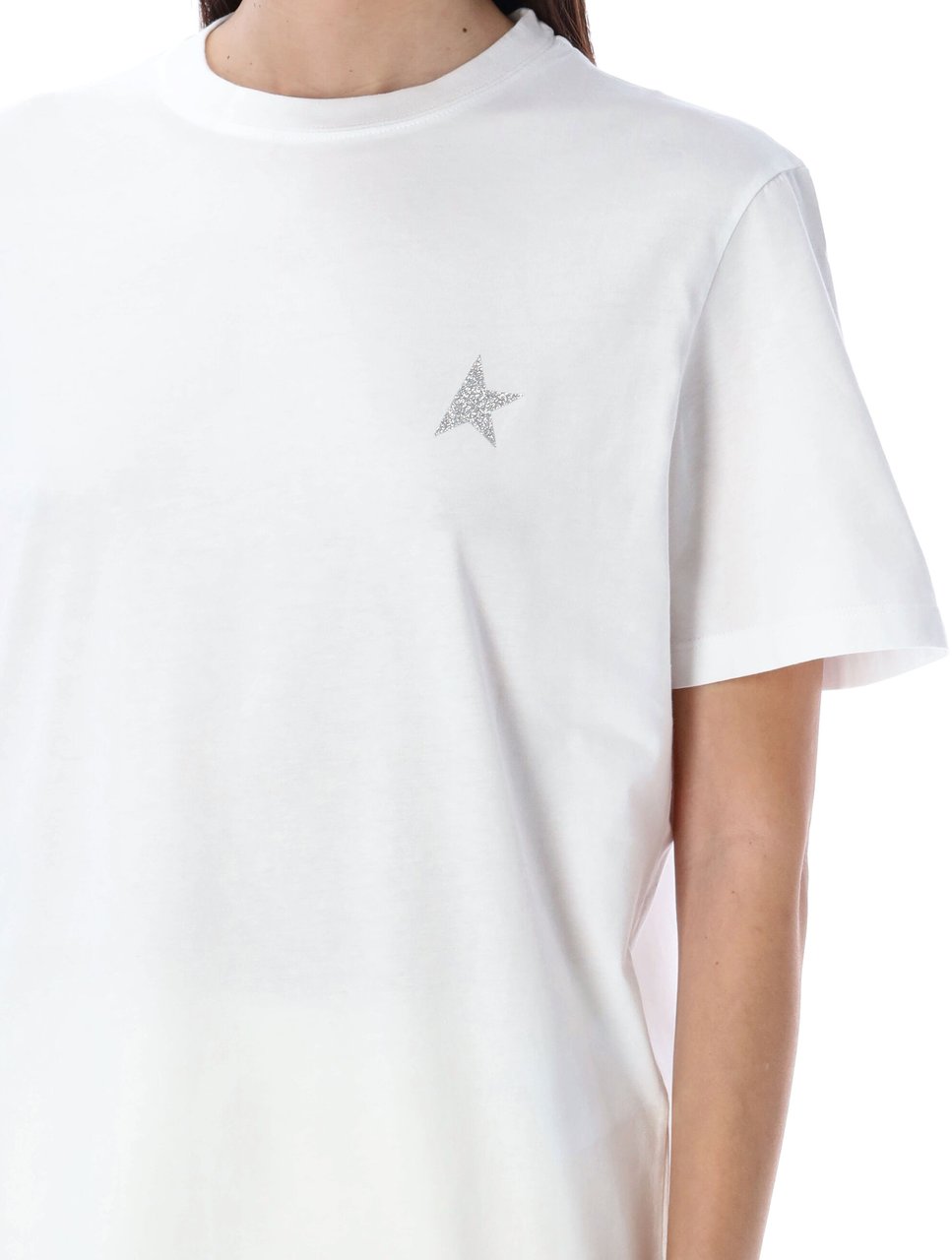 Golden Goose Tshirt Crystal Star Bianco Wit