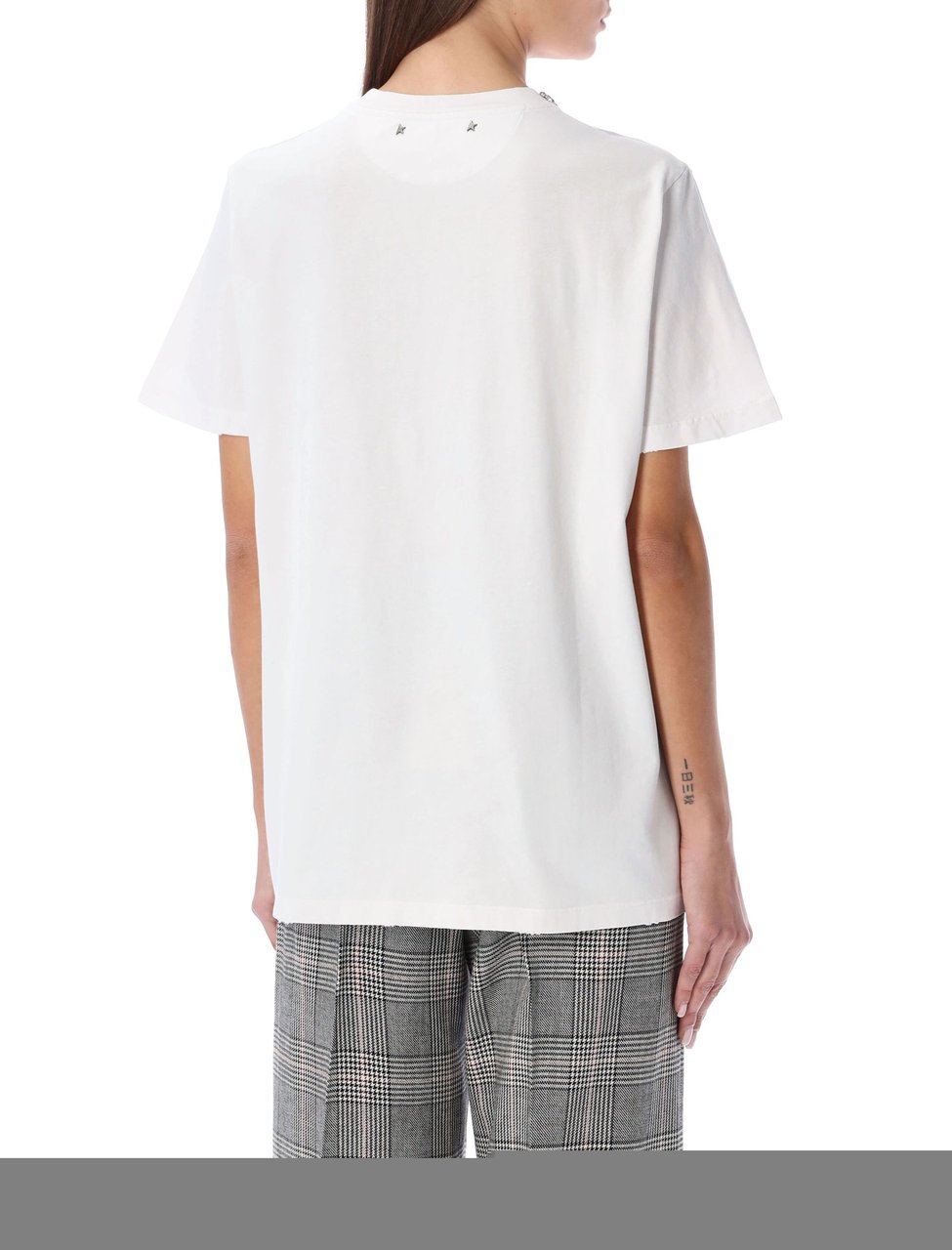 Golden Goose Tshirt Crystal Neck Trim Bianco Wit