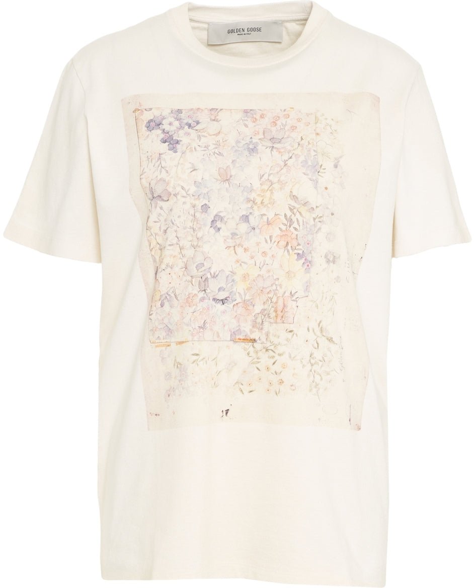 Golden Goose T-shirt with floral print Beige