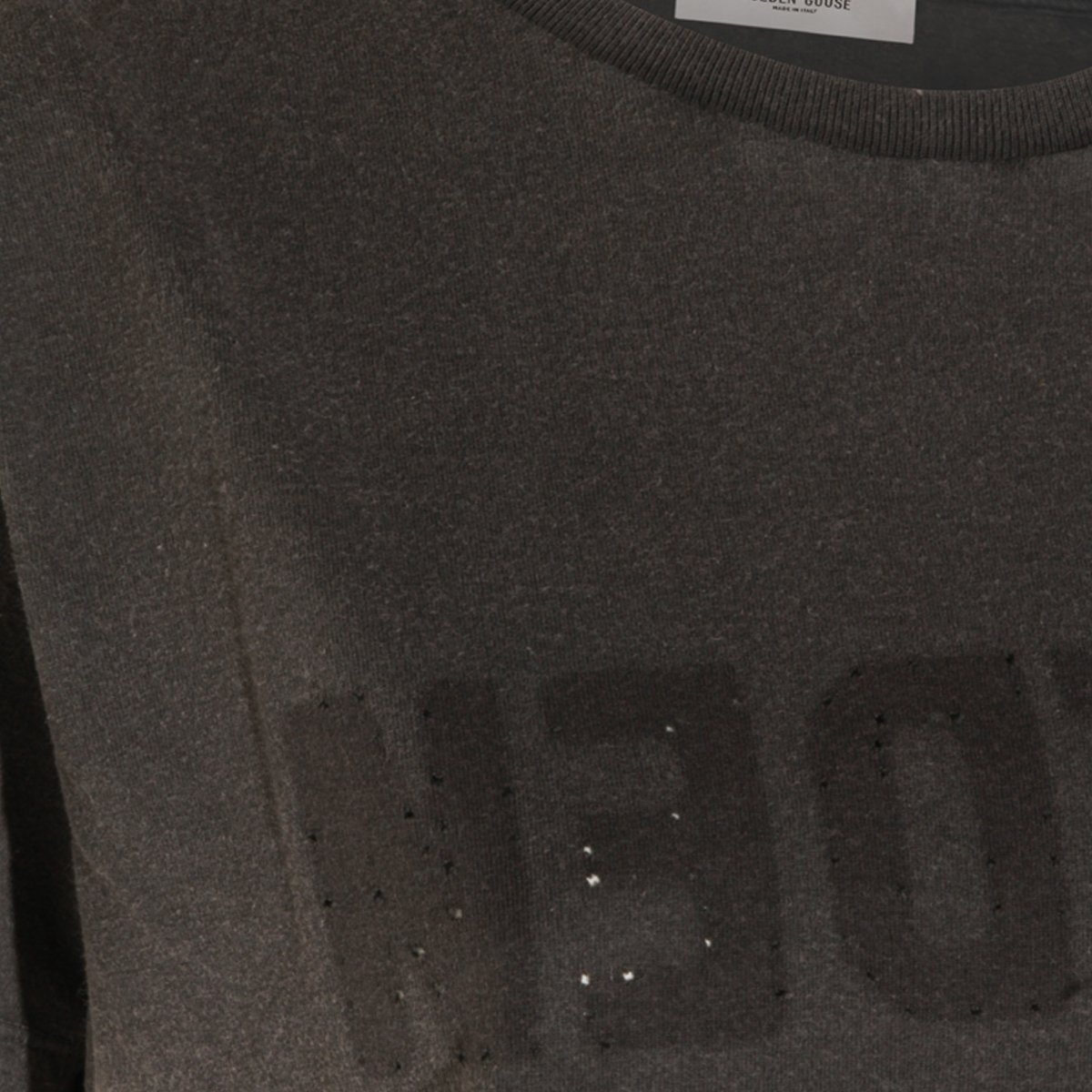 Golden Goose Faded Black Tonal Logo Cotton T-Shirt Grijs