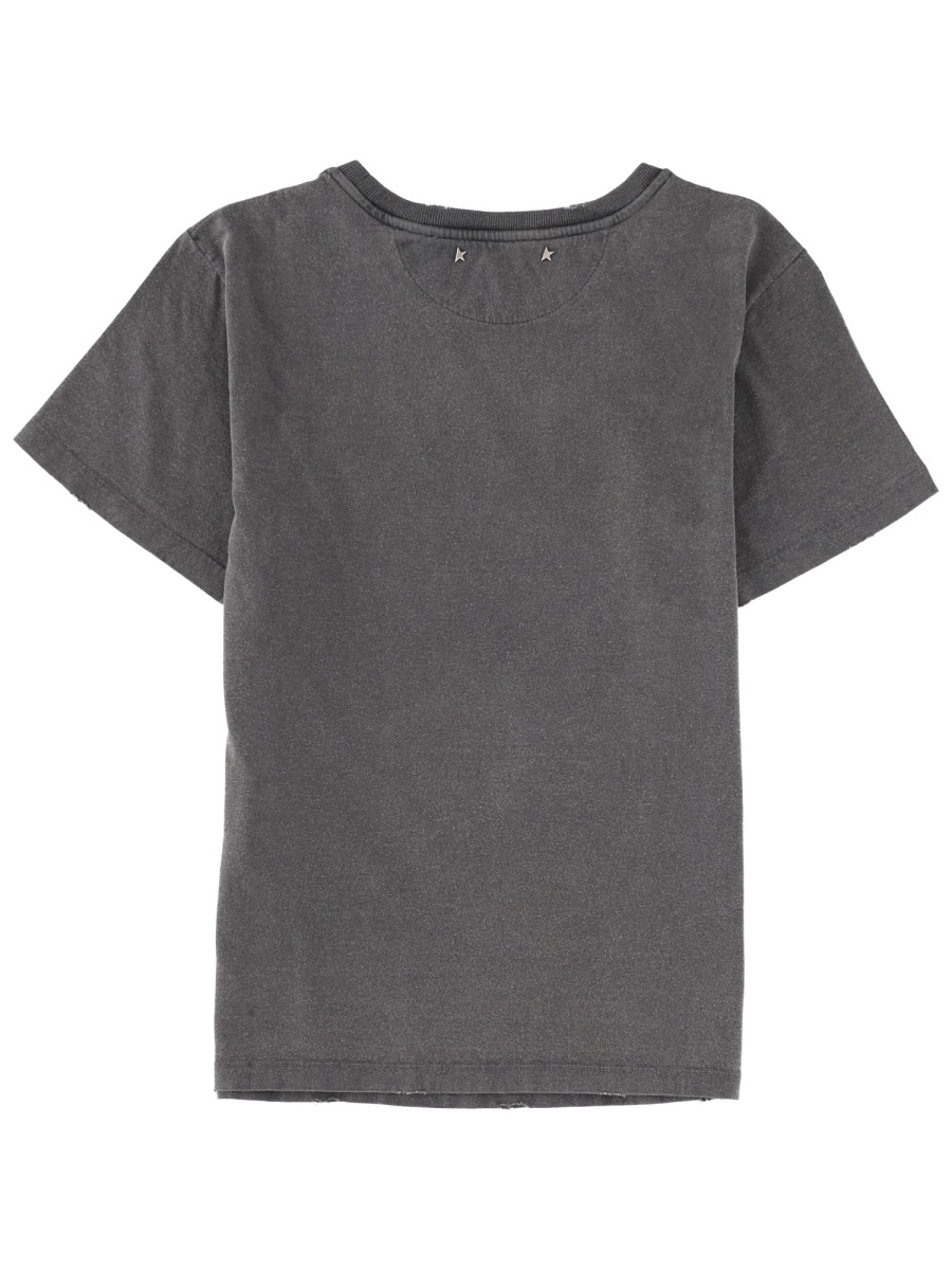 Golden Goose Faded Black Tonal Logo Cotton T-Shirt Grijs