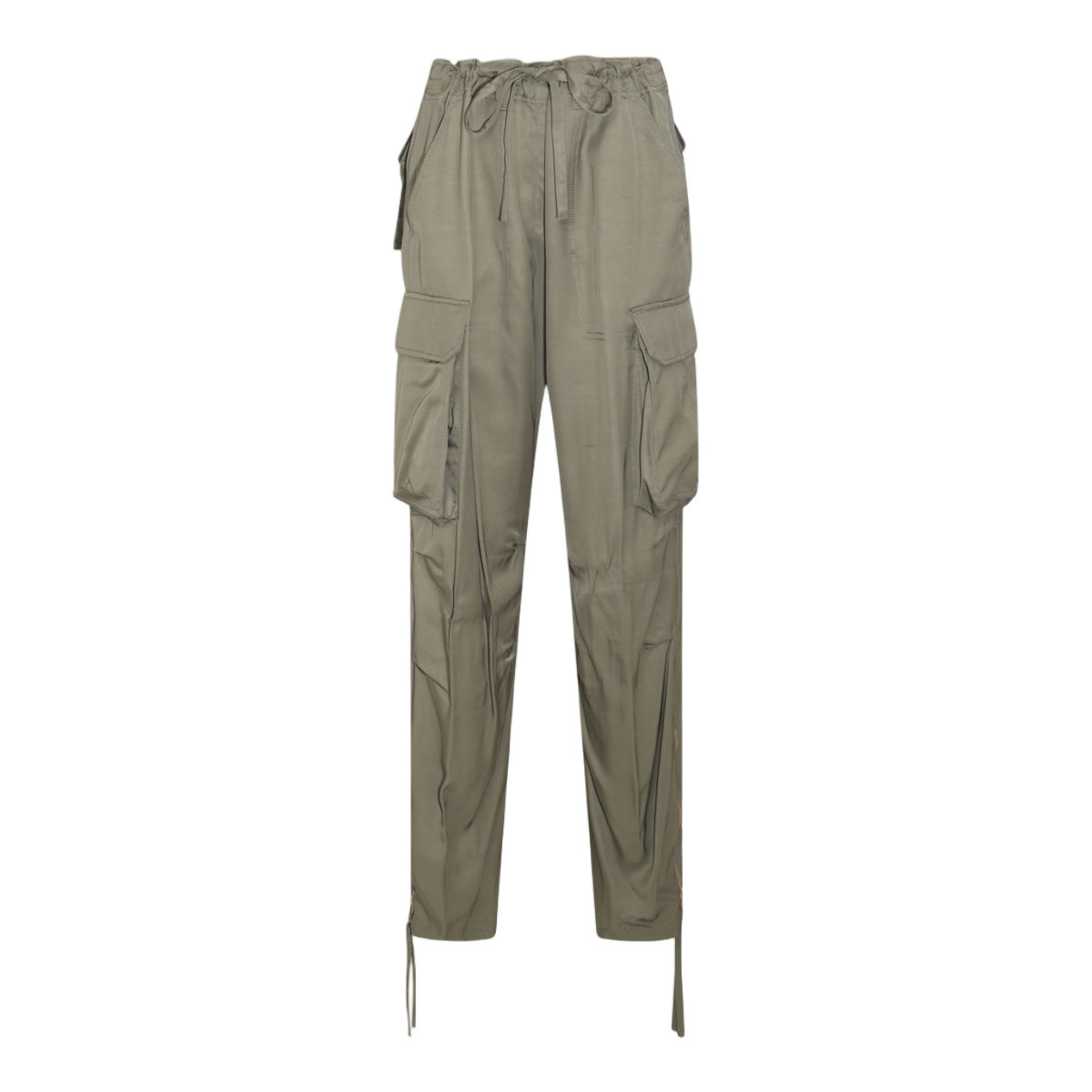 Golden Goose Relaxed Fit Olive Cargo Pants With Adjustable Hem Ties Bruin
