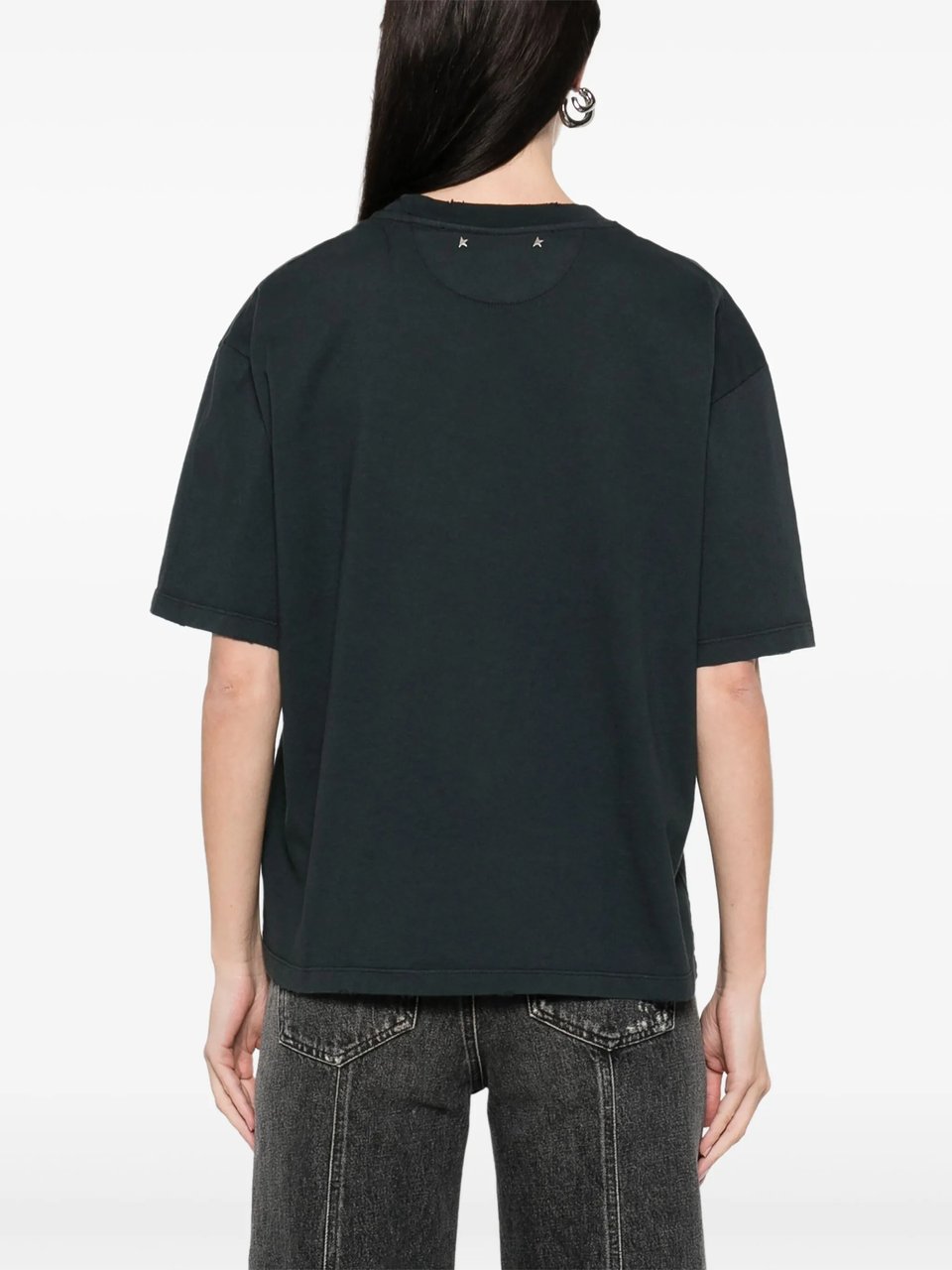 Golden Goose Boxy T-Shirt with Subtle Embellishments Zwart