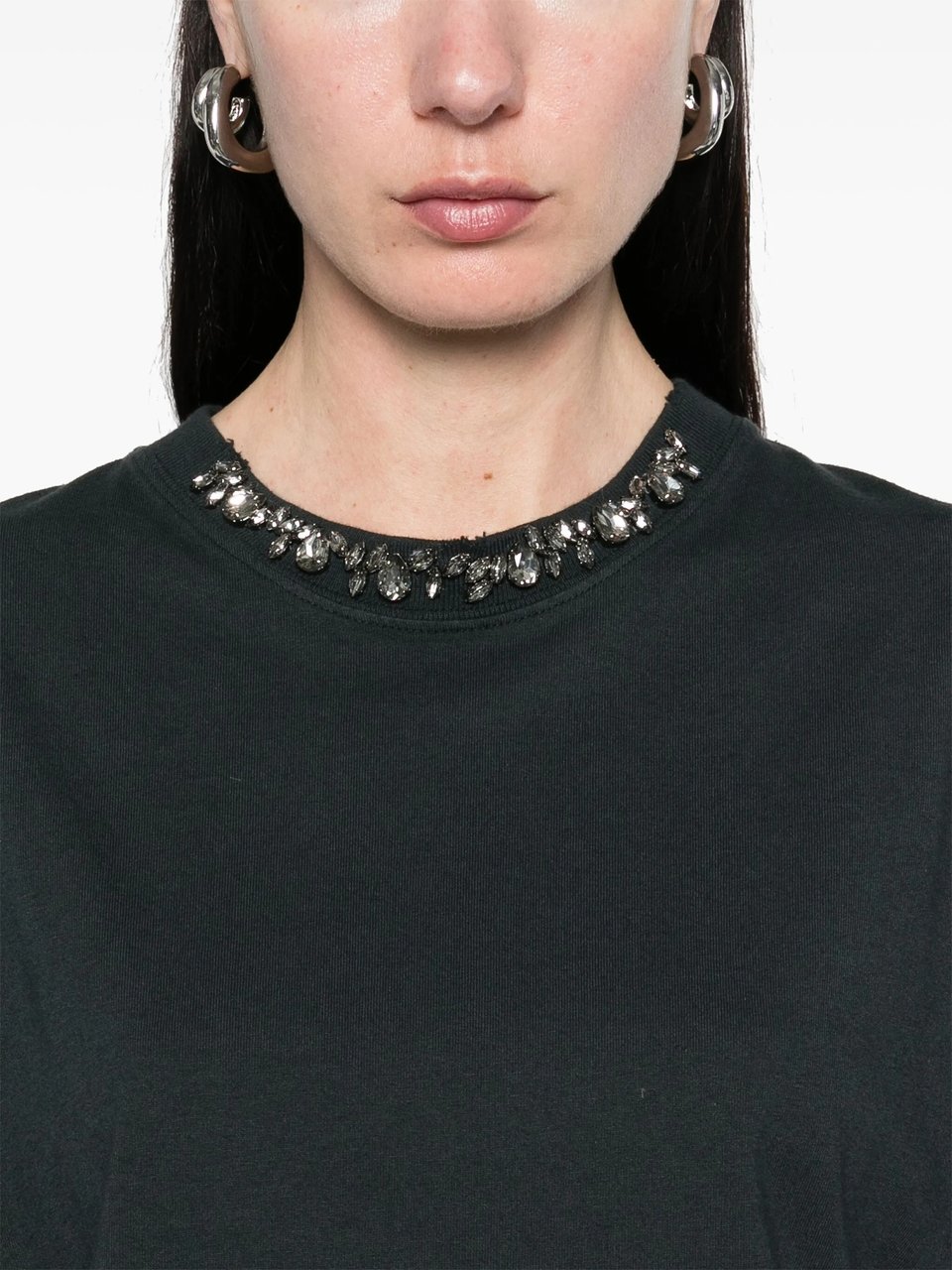 Golden Goose Boxy T-Shirt with Subtle Embellishments Zwart