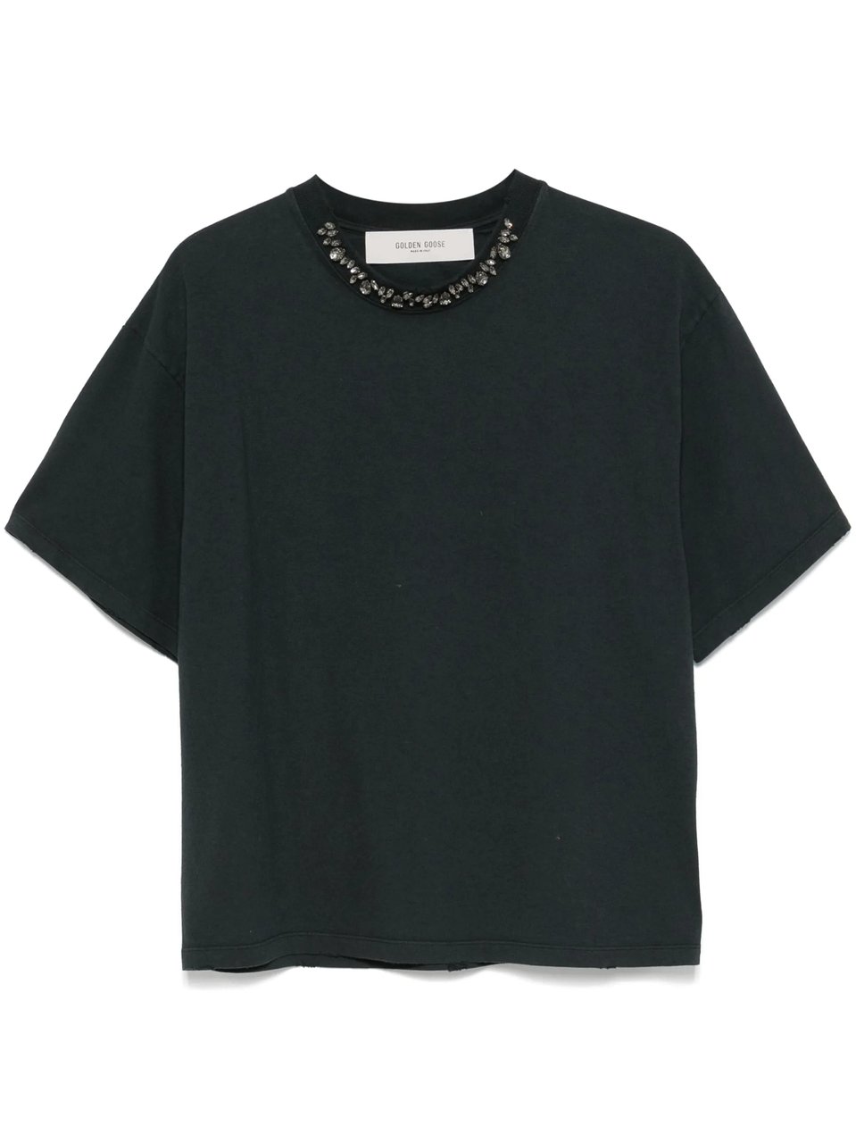 Golden Goose Boxy T-Shirt with Subtle Embellishments Zwart