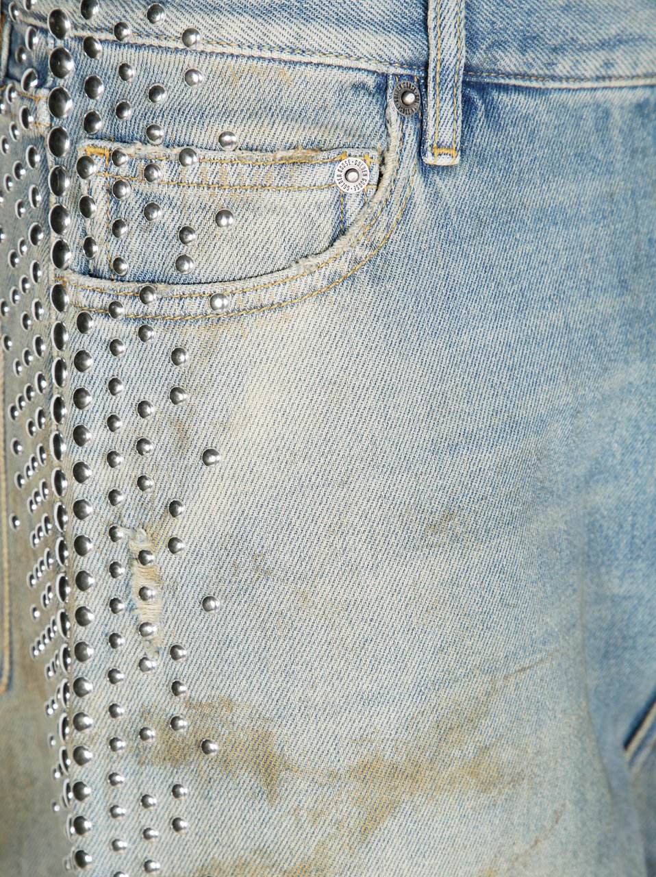 Golden Goose Denim Boyfriend Wash Studs On Side Grijs