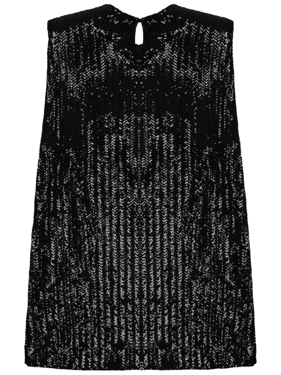 Golden Goose Sequined Mini Dress With Vertical Pattern Zwart