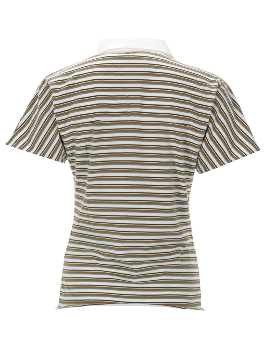 Golden Goose Horizontal Stripes Alternating Shades Polo Shirt Wit